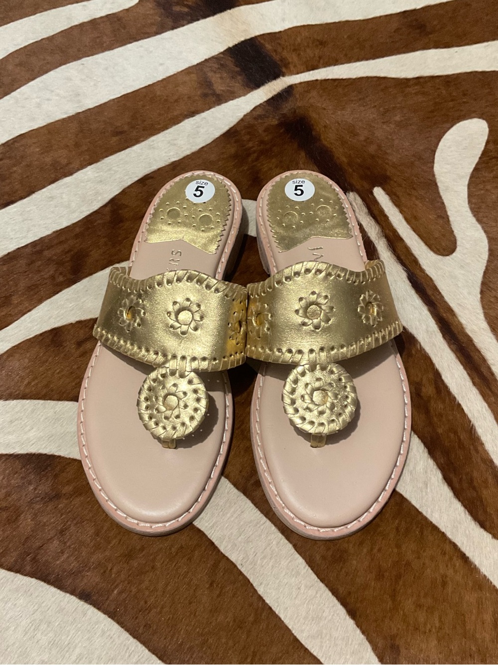 NEW Gold Leather Jack Rogers Sandals Size 5